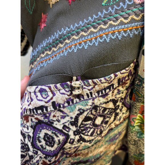 John Mark Embroidered Open-Front Kimono Cardigan XL Gray Multi - Picture 8 of 9